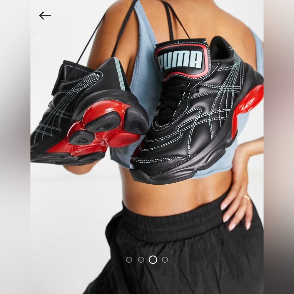 Limited Edition Puma X Dua Lipa Cell Dome Sneakers in Black and Red